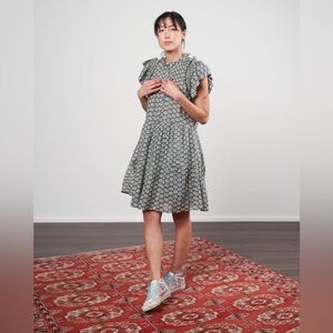 Sea Green and White Ruffled Tiered Midi Sundress